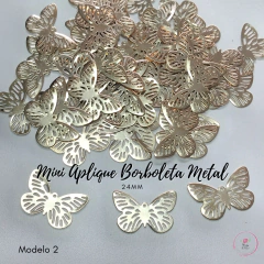 Mini Aplique Borboleta de Metal - modelo 2 (10 unidades)