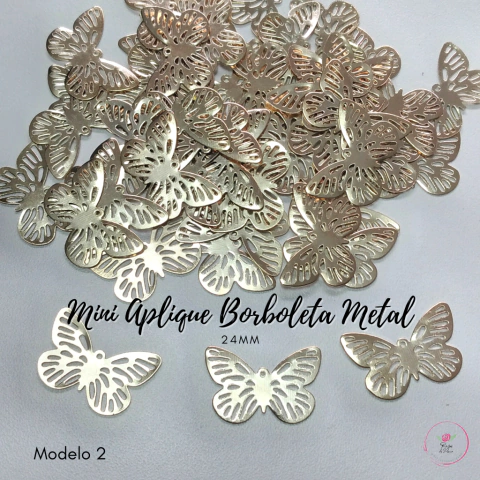 Mini Aplique Borboleta de Metal - modelo 2 (10 unidades)