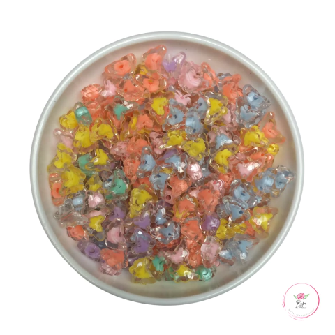 Miçanga Borboleta de Acrílico com Miolo Colorido 15mm (50 gramas)