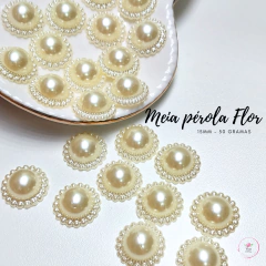 Meia Pérola Flor 15mm ( 50 gramas)