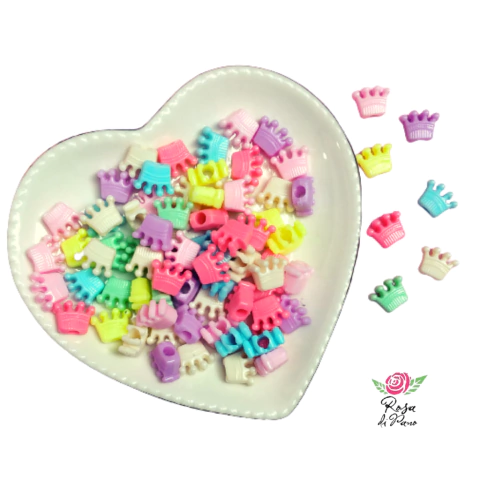 Miçanga Coroa Colorido - 12mm (50 gramas)