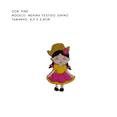 Aplique Menina vestido junino emborrachado 4,5cm - Atelie Rosa di Pano