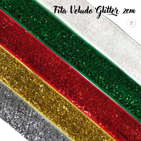 Fita de Veludo com Glitter 22mm (3 metros)