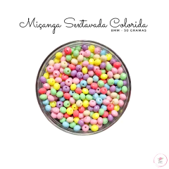 Miçanga sextavada colorida - 8mm - (50 gramas)