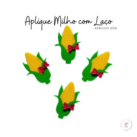 Aplique Milho com Laço acrilico 4cm (2 unidade)