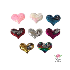 Aplique Coração de Lantejoula - 4cm - 2 Unidades