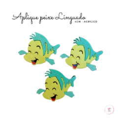 Aplique peixe Linguado acrílico 4cm (2 unidades)