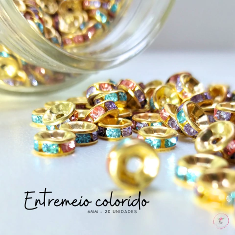 Entremeio de Strass Colorido - 6mm (20 Unidades)