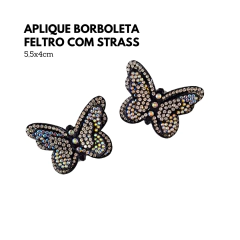 Aplique Borboleta Feltro com Strass - comprar online
