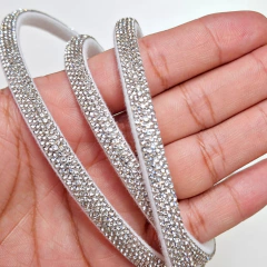Tira de Strass Meia Cana 6mm Cristal - comprar online