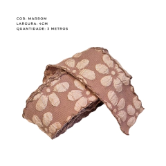 Fita Sanding Flores alto-relevo 38mm (3 metros) - Atelie Rosa di Pano