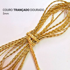 Couro Trançado dourado 5mm - comprar online