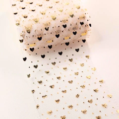 Fita Tule Com Coração Dourado 6cm (3 metro) - comprar online