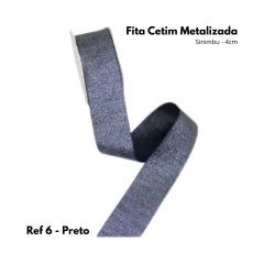 Fita Cetim Metalizada 4cm - (10 metros) - Atelie Rosa di Pano