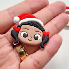 Aplique Natal Menina emborrachado 3,4cm (1 unidade) - Atelie Rosa di Pano