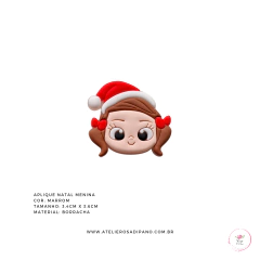 Imagem do Aplique Natal Menina emborrachado 3,4cm (1 unidade)