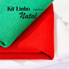 Kit Tecido Linho Natal 20x25cm