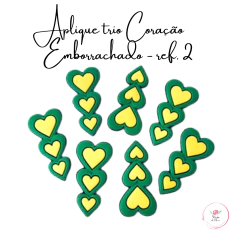Aplique Trio Coração Brasil Emborrachado (2 unidades) - comprar online