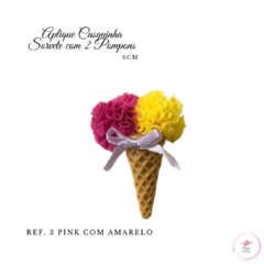 Aplique Casquinha Sorvete com 2 Pompons - 6cm (1 unidade) - comprar online