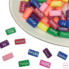 Miçanga Entremeio Retangular Palavras em Português (15mm) 40 unidades - comprar online