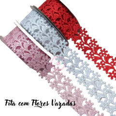 Fita com Flores Vazadas Renda - 35mm (3 metros) - comprar online