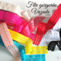 Fita gorgurão Vazada Pétalas importada 35mm (15 metros)