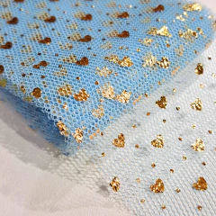 Fita Tule Com Coração Dourado 6cm (3 metro) na internet