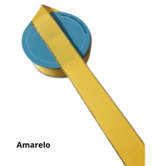 Fita Gorgorão Borda Dourada Melaço - 25mm (rolo com 5 metros) - Atelie Rosa di Pano