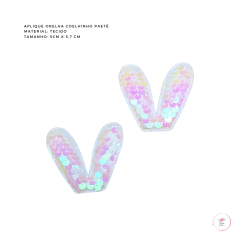 Aplique Orelha Coelhinho Paetê na internet