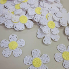 Aplique Flor Plana Linho - 2,5cm (5 unidades)