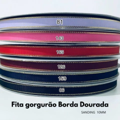 Fita gorgurão Borda Dourada Sanding 10mm - 5 metros na internet