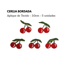 Aplique Cereja Bordada (5 Unidades) - comprar online