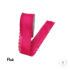 Fita gorgurão lisa com Borda vazada 35mm - Atelie Rosa di Pano