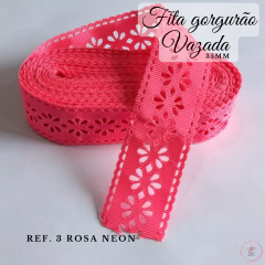 Fita gorgurão Vazada Pétalas importada 35mm (15 metros) - Atelie Rosa di Pano