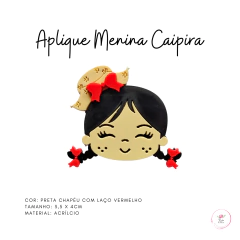 Aplique Menina Caipira Acrílico 3,5cm (2 unidade) - Atelie Rosa di Pano