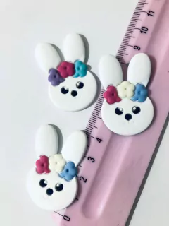 Aplique Emborrachado Coelho com Flores Ref.56 - (1 unidade) - Atelie Rosa di Pano