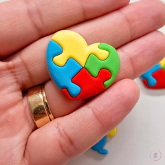 Aplique Autismo emborrachado 3cm - Atelie Rosa di Pano