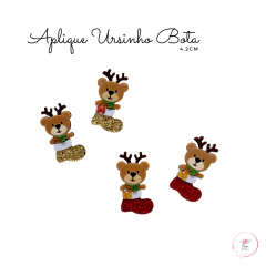 Aplique Natal Ursinho Bota acrílico 4,2cm