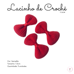 Lacinho de Crochê 7,5cm (3 unidades) - Atelie Rosa di Pano