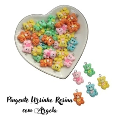 Pingente Ursinho em Resina com argola (5 unidades)