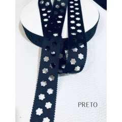 Fita Gorgurão Vazada com Flores importada - 38mm ( 5 metros) - Atelie Rosa di Pano