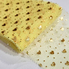 Fita Tule Com Coração Dourado 6cm (3 metro) - loja online