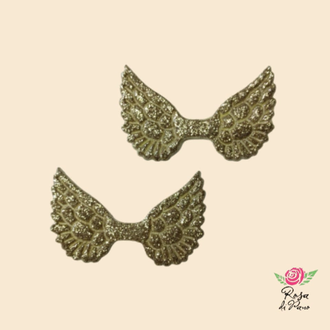Aplique Asa Dourada com Glitter - 2 Unidades