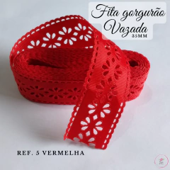 Imagem do Fita gorgurão Vazada Pétalas importada 35mm (15 metros)