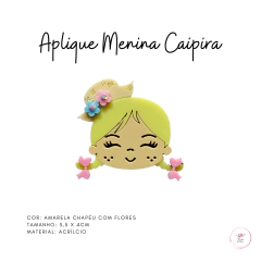 Imagem do Aplique Menina Caipira Acrílico 3,5cm (2 unidade)