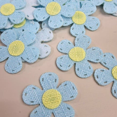 Aplique Flor Plana Linho - 2,5cm (5 unidades) - Atelie Rosa di Pano