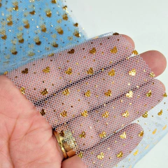 Imagem do Fita Tule Com Coração Dourado 6cm (3 metro)