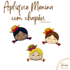 Aplique Menina rostinho com Chapéu Emborrachado - comprar online