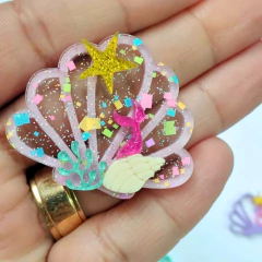 Aplique Concha do Mar Acrilico 4cm (2 unidades) - Atelie Rosa di Pano