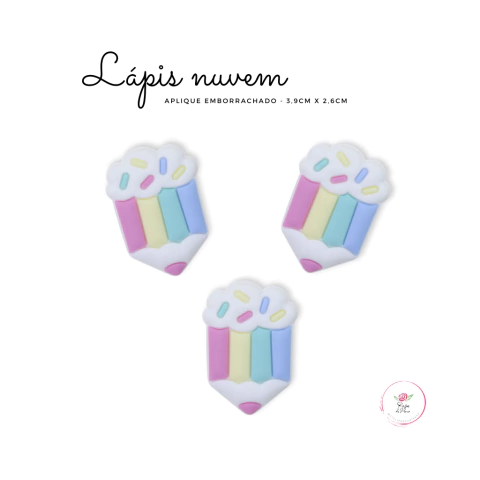Aplique Lápis nuvem emborrachado 3,9cm x 2,6cm